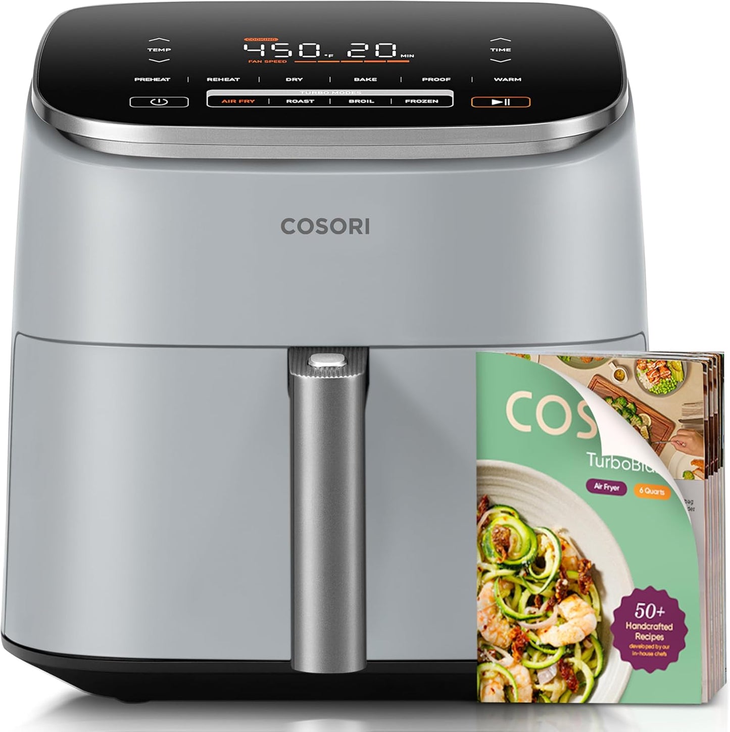 9-in-1 TurboBlaze Air Fryer 6QT — 90°–450°F, 5-Speed Fan, Ceramic Basket, Dishwasher Safe