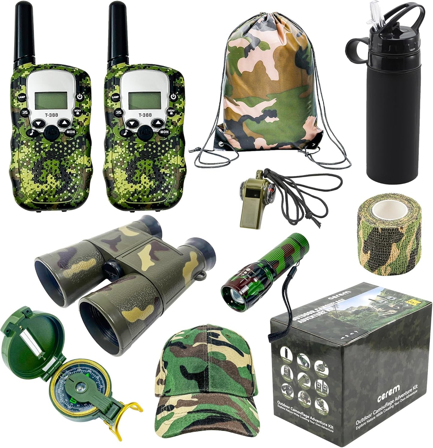 Kids Outdoor Explorer Kit — Walkie Talkies, Binoculars, Compass & Flashlight