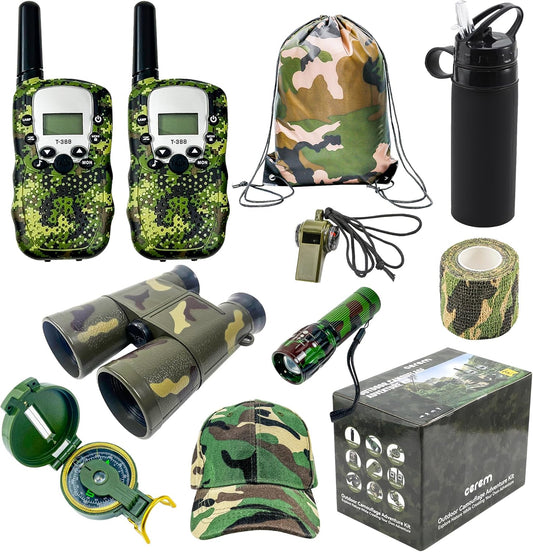 Kids Outdoor Explorer Kit — Walkie Talkies, Binoculars, Compass & Flashlight