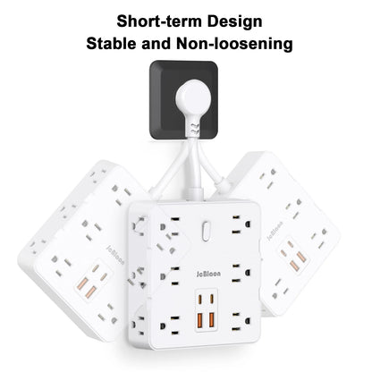 Power Up Your Space: Ultimate Surge Protector Power Strip with USB Ports, 12 Outlets, and Wall-Mount Design for Effortless Charging