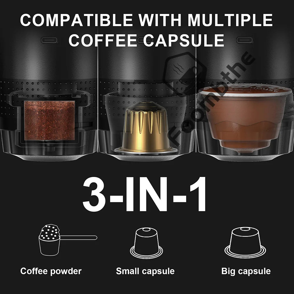 Portable Wireless Espresso Coffee Maker - 3-in-1 Car & Home Travel Solution for Coffee Lovers
