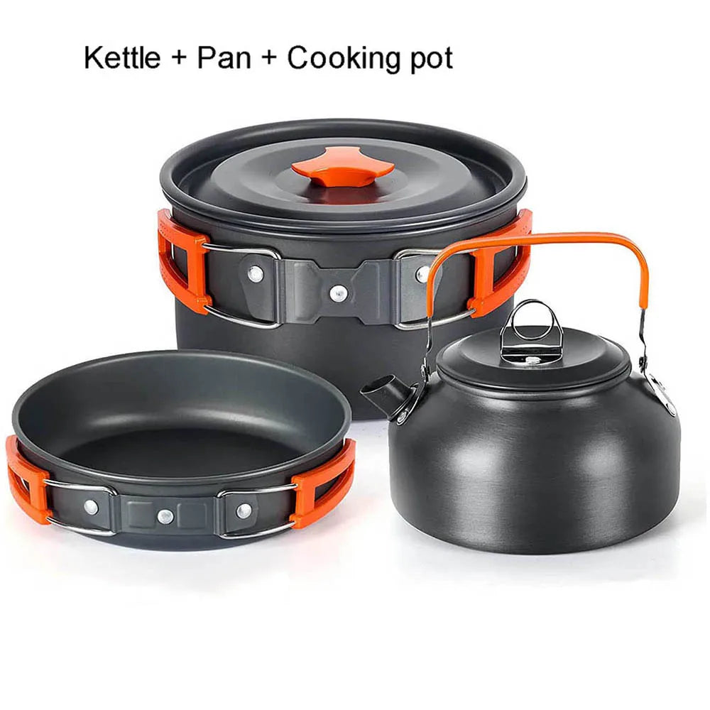 Ultimate Aluminum Lightweight Camping Cookware Set - Portable Teapot and Pans for Adventurous Outdoor Cooking