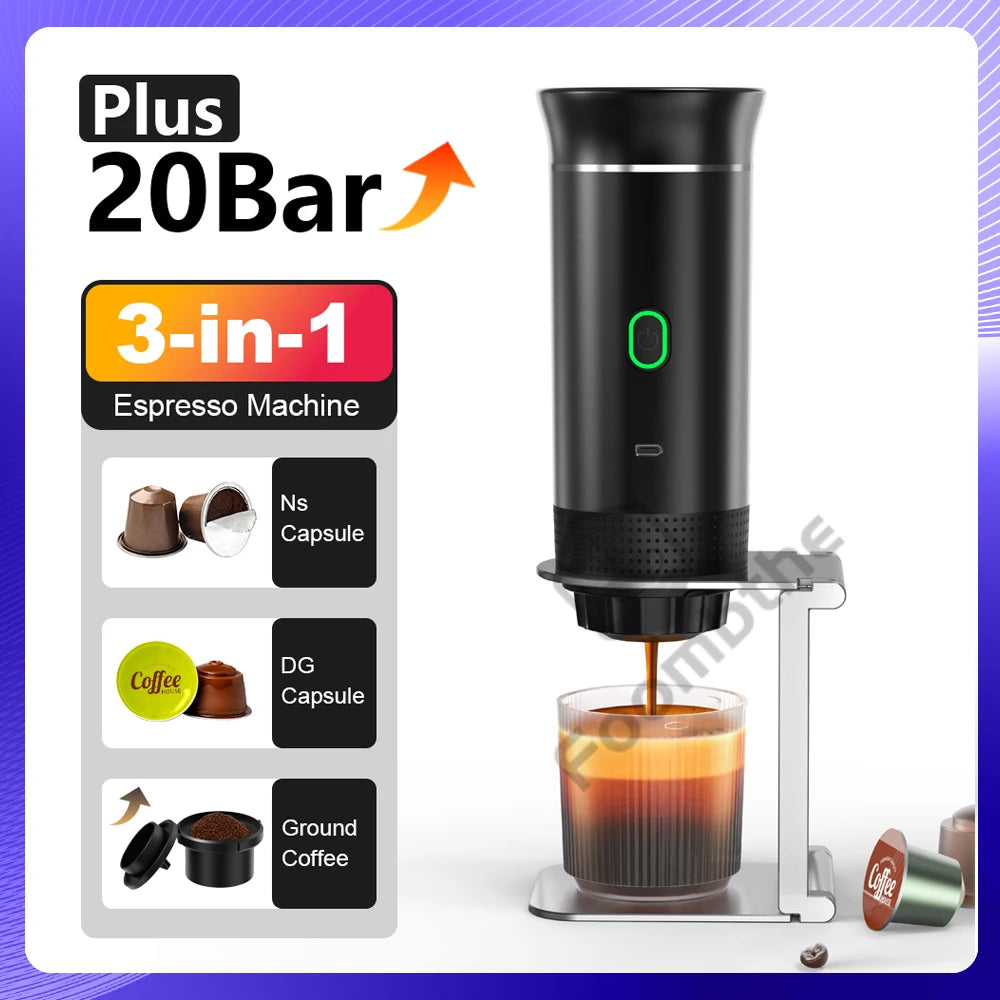 Portable Wireless Espresso Coffee Maker - 3-in-1 Car & Home Travel Solution for Coffee Lovers