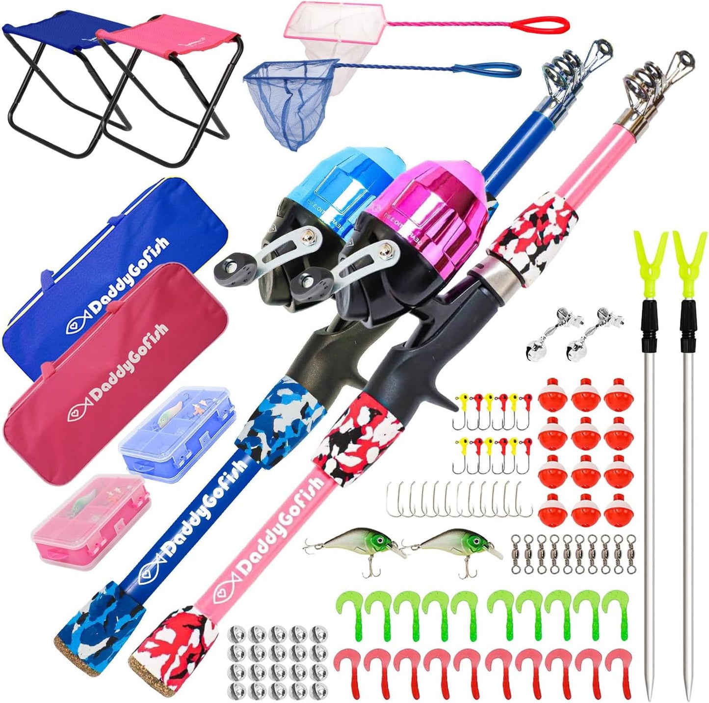 Kids Fishing Pole Set - Complete Rod Reel Combo with Tackle Box for Beginner Young Anglers - Perfect Starter Kit for Boys and Girls!