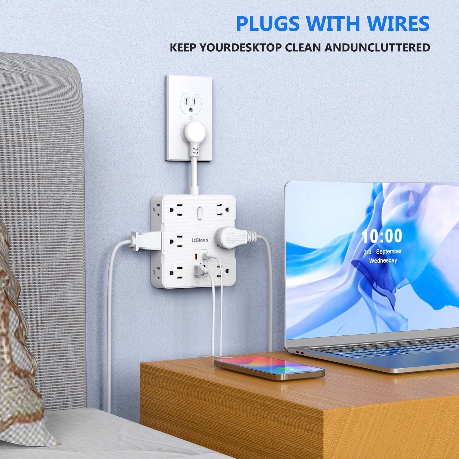 Power Up Your Space: Ultimate Surge Protector Power Strip with USB Ports, 12 Outlets, and Wall-Mount Design for Effortless Charging