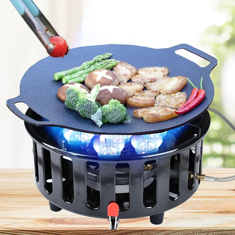 High-Power 19800W 7-Core Portable Camping Stove with Electronic Ignition - Windproof Gas Burner for Outdoor Adventures