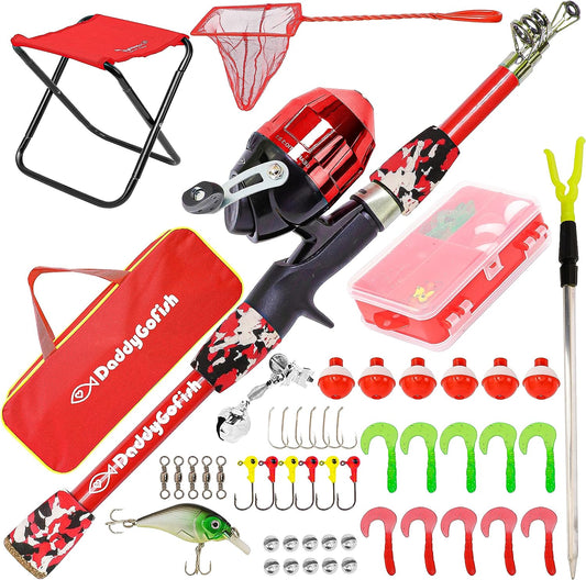 Kids Fishing Pole Set - Complete Rod Reel Combo with Tackle Box for Beginner Young Anglers - Perfect Starter Kit for Boys and Girls!
