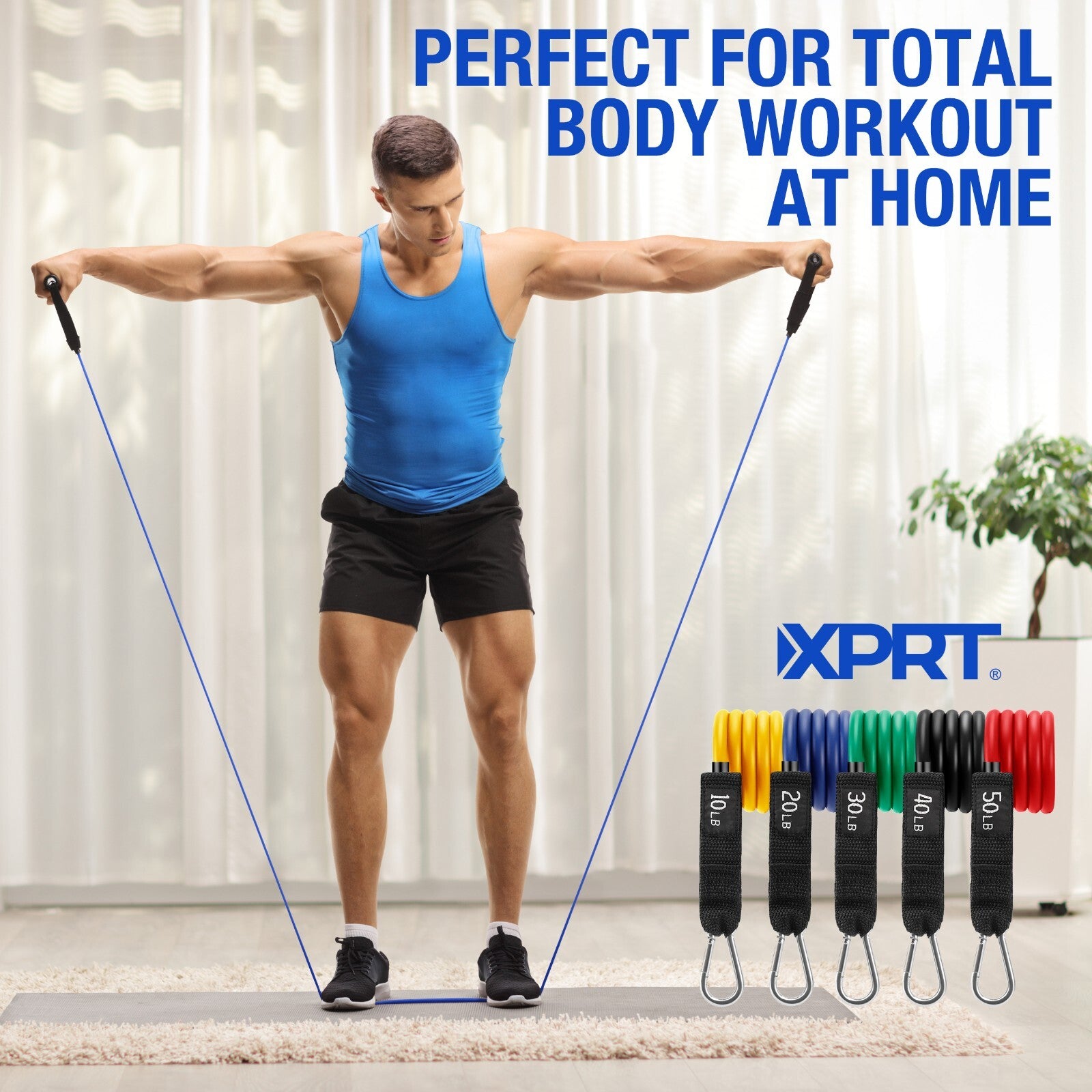 Unleash Your Potential with the XPRT Fitness 11-Piece Resistance Bands Set - 150LB Ultimate Home Gym Solution