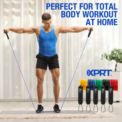 Unleash Your Potential with the XPRT Fitness 11-Piece Resistance Bands Set - 150LB Ultimate Home Gym Solution
