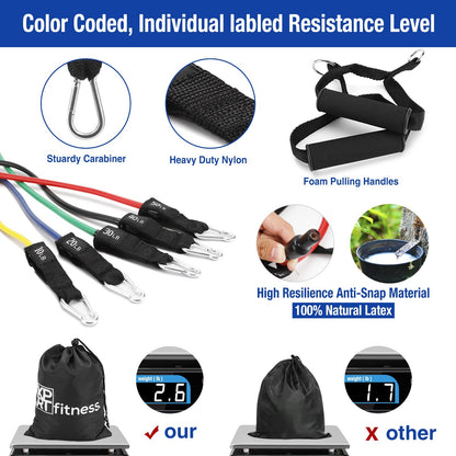 Unleash Your Potential with the XPRT Fitness 11-Piece Resistance Bands Set - 150LB Ultimate Home Gym Solution