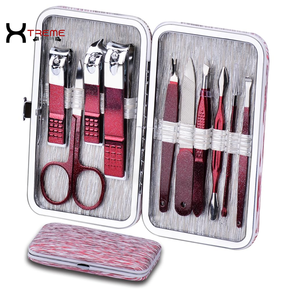 Elevate Your Grooming Routine with the Premium 10-in-1 Jade Green Stainless Steel Manicure Set - Complete Nail Care Kit for Men and Women in a Stylish Leather Case