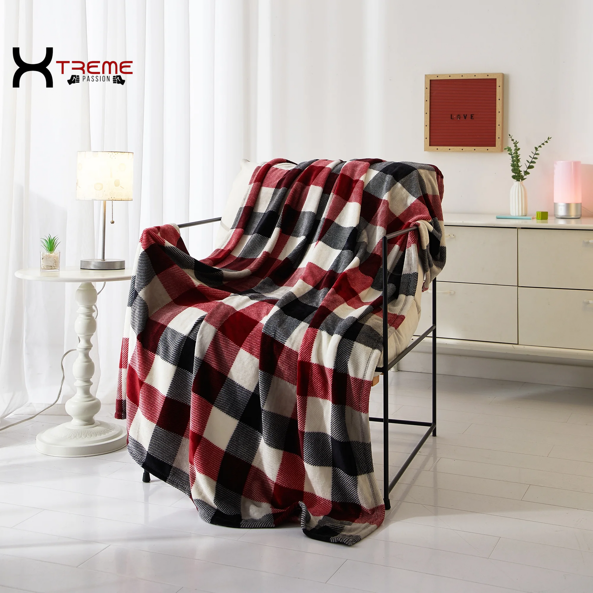 Snuggle Up in Style with Our Cozy Red Plaid Plush Throw Blanket - Ideal for All Ages, 50" x 60"