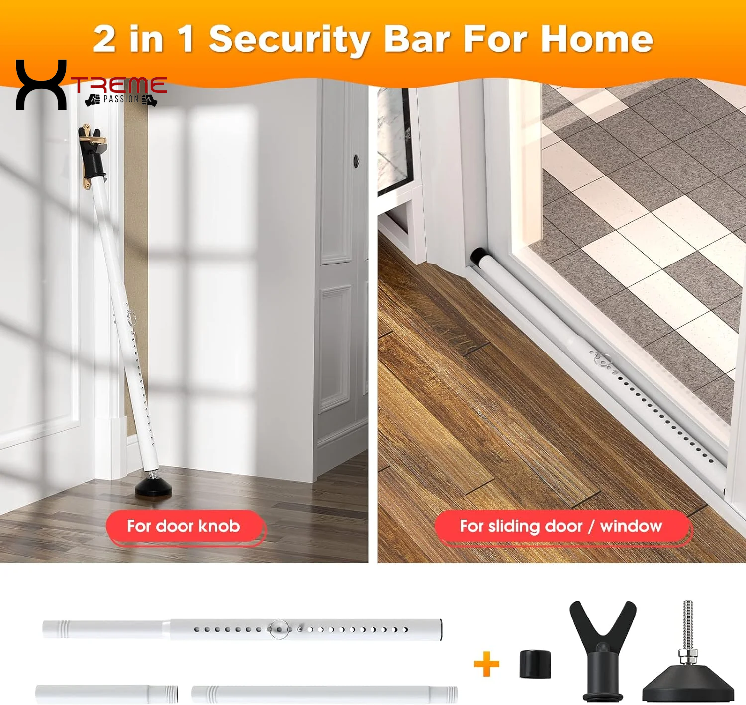 Ultimate Adjustable Sliding Door Security Bar - Custom Fit 28-45 Inch Home Protection for Apartments and Bedrooms