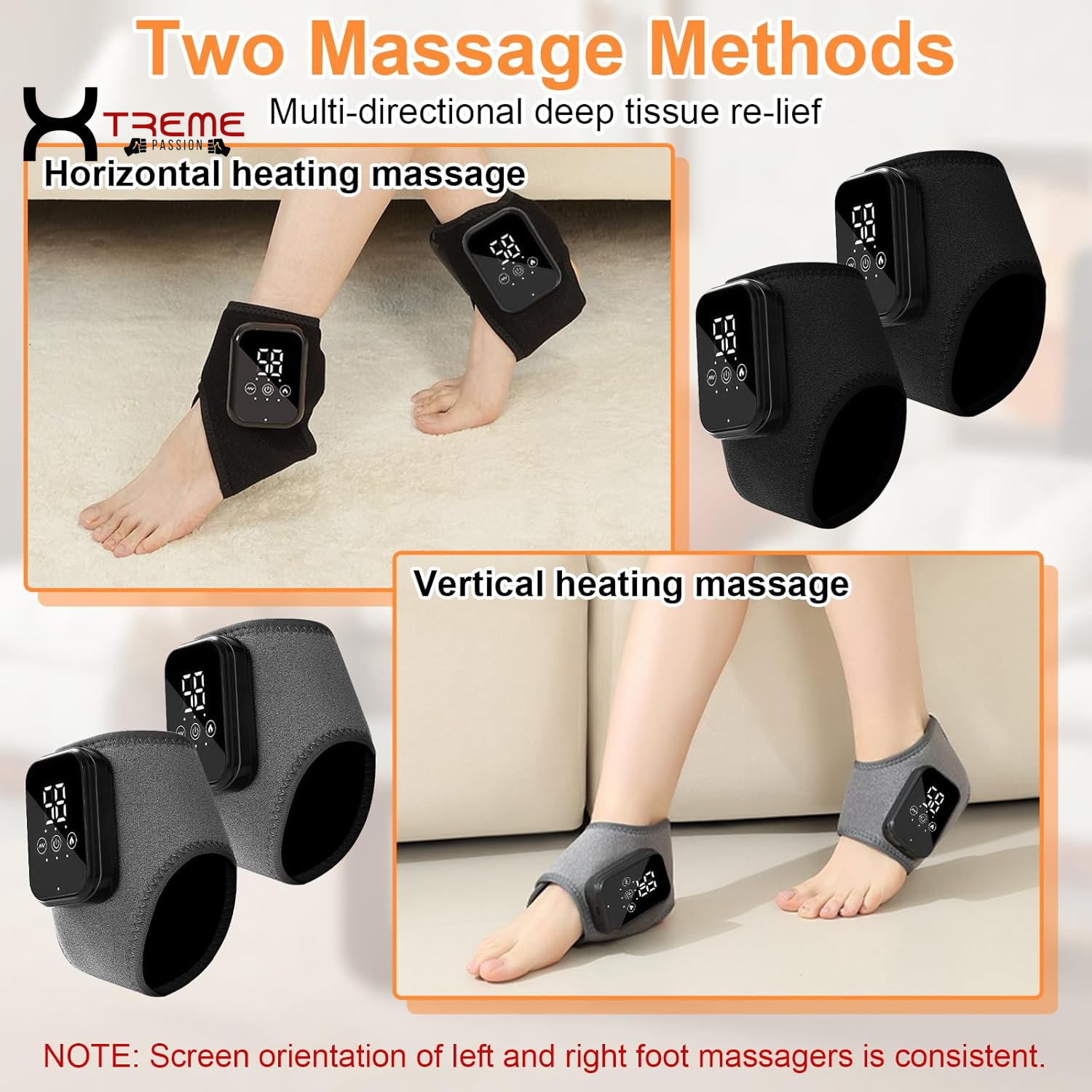 Indulge in Comfort: 2PCS Wireless Heated Foot Massagers with Smart Timer - 3-in-1 Vibrating Relief for Neuropathy, Ankle Relaxation & Enhanced Blood Circulation - Perfect for Home, Office & Travel (Gray)