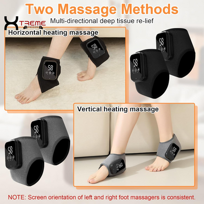 Indulge in Comfort: 2PCS Wireless Heated Foot Massagers with Smart Timer - 3-in-1 Vibrating Relief for Neuropathy, Ankle Relaxation & Enhanced Blood Circulation - Perfect for Home, Office & Travel (Gray)