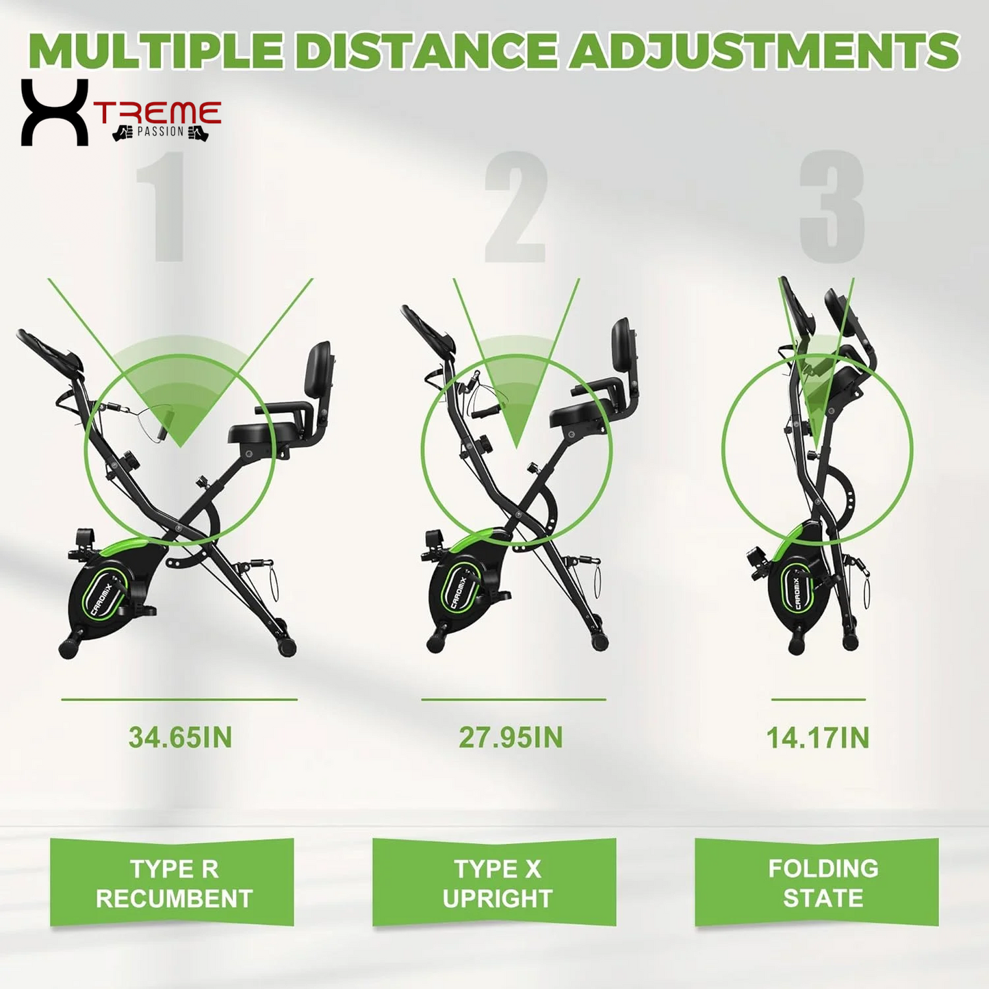 5-in-1 Folding Exercise Bike - Magnetic Upright Indoor Cycling Bike for Home & Office Workouts, 330LB Capacity