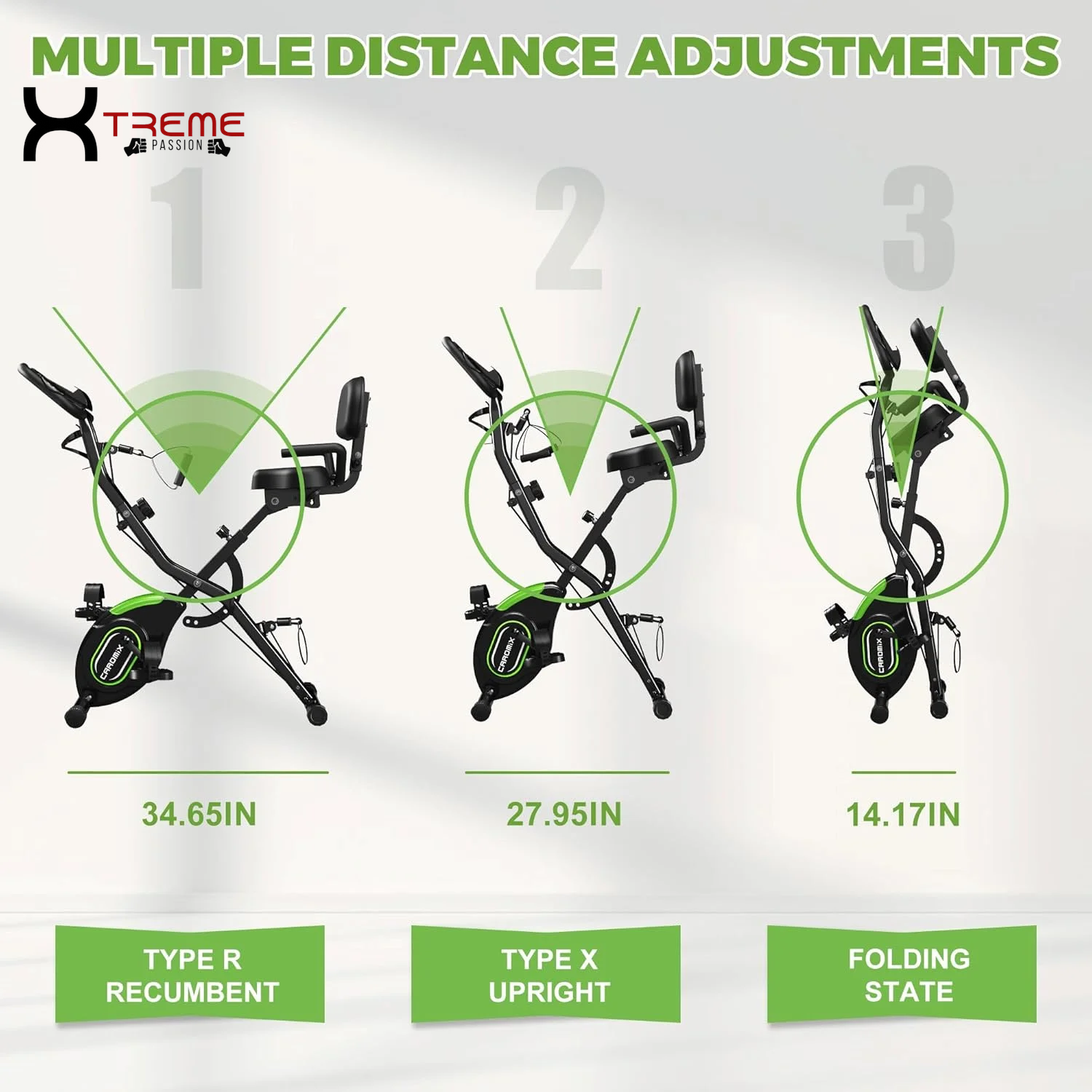 5-in-1 Folding Exercise Bike - Magnetic Upright Indoor Cycling Bike for Home & Office Workouts, 330LB Capacity