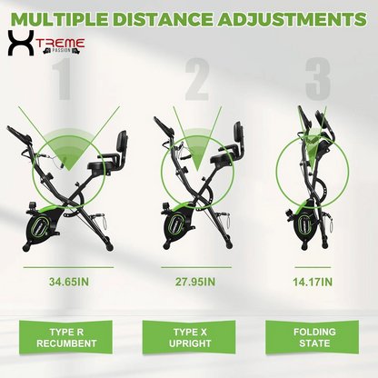 5-in-1 Folding Exercise Bike - Magnetic Upright Indoor Cycling Bike for Home & Office Workouts, 330LB Capacity