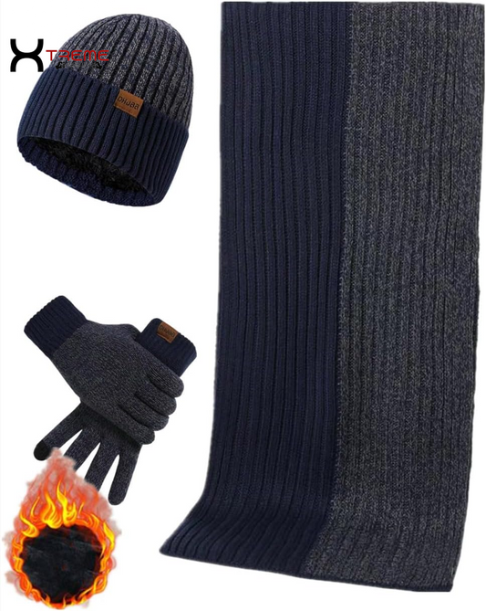Ultimate Men's Winter Essentials: Cozy Knit Beanie, Warm Scarf & Touchscreen Gloves Set