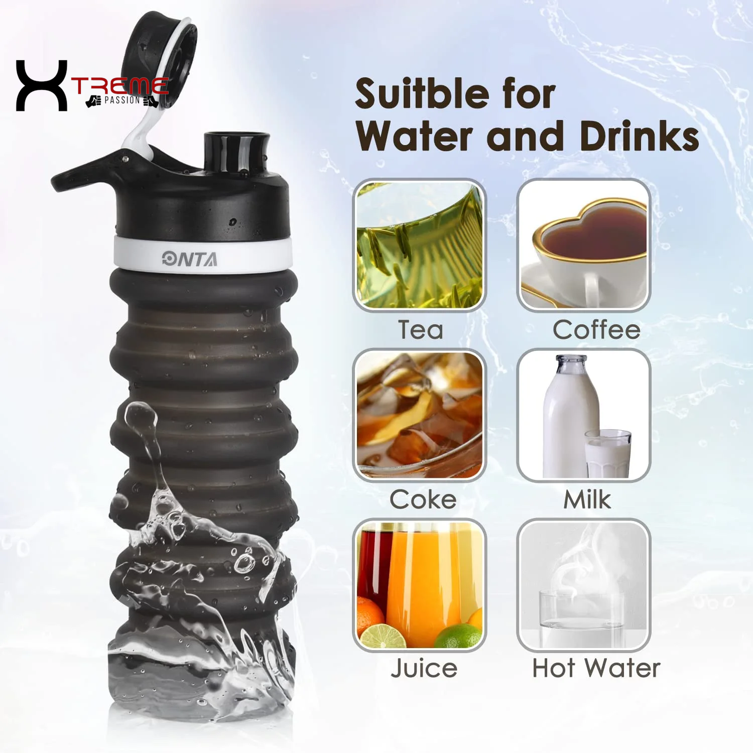 Discover the Ultimate 20Oz Collapsible Water Bottle - BPA-Free Silicone, Leak-Proof & Travel-Friendly in Sleek Black