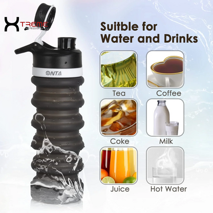 Discover the Ultimate 20Oz Collapsible Water Bottle - BPA-Free Silicone, Leak-Proof & Travel-Friendly in Sleek Black