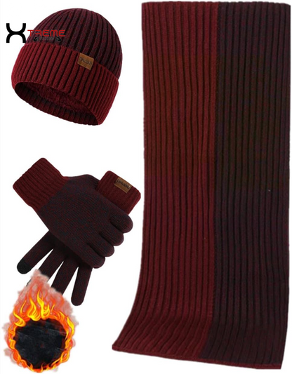 Ultimate Men's Winter Essentials: Cozy Knit Beanie, Warm Scarf & Touchscreen Gloves Set