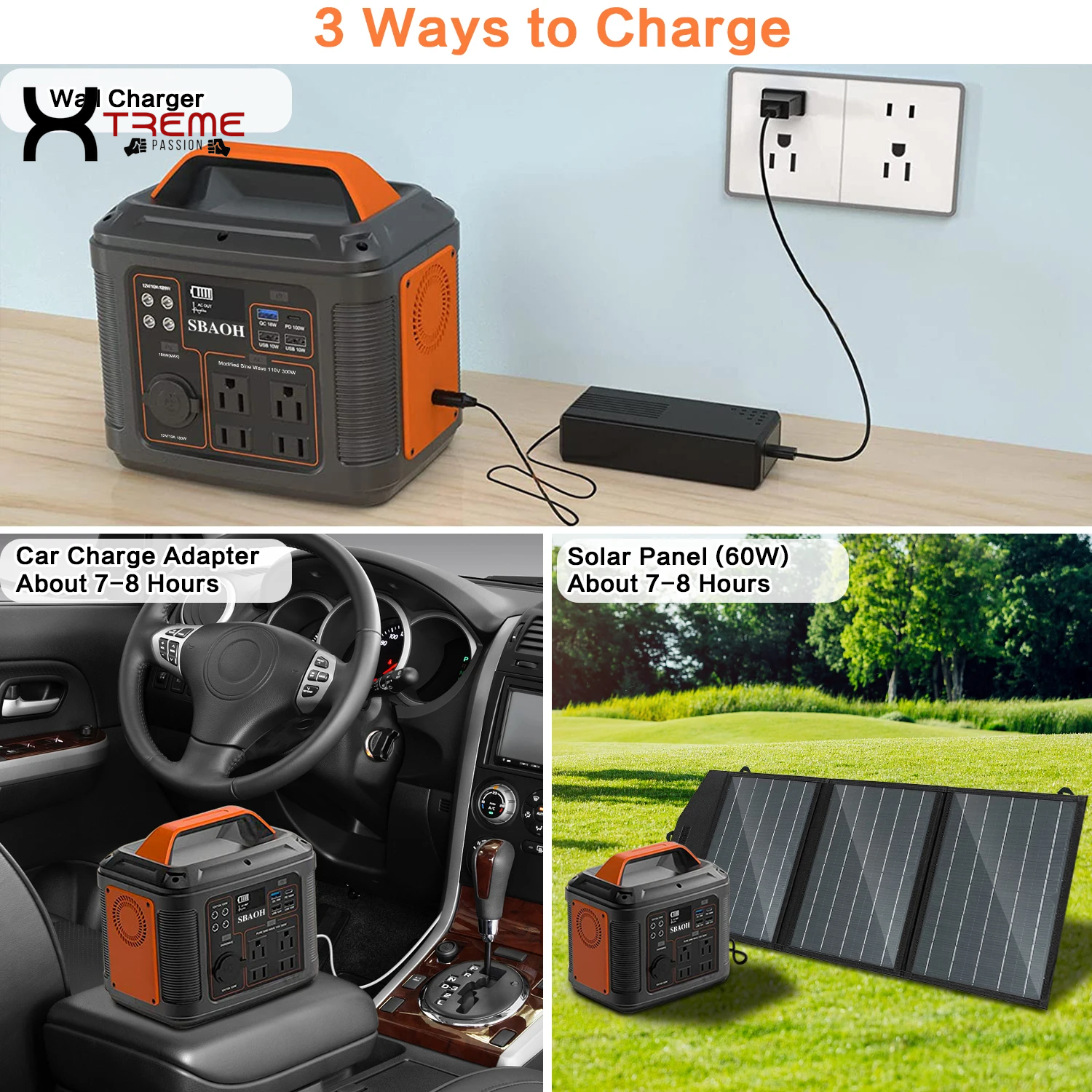 300W Portable Power Station - 296Wh Solar Generator with Quick Charge, 110V AC Outlets, DC Ports, and LED Flashlight