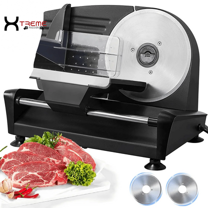 Premium 200W Electric Meat Slicer - Versatile 7.5" Stainless Steel Blades & Adjustable Thickness for Perfect Deli Cuts at Home - Sleek Silver Design