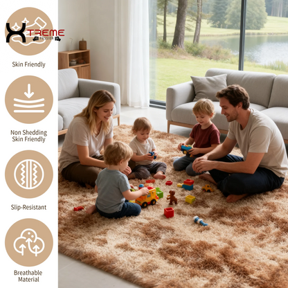Indulge in Luxury with Our 8x10 Soft Fluffy Camel Area Rug - Perfect for Modern Living Spaces!