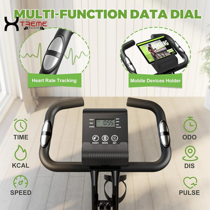 5-in-1 Folding Exercise Bike - Magnetic Upright Indoor Cycling Bike for Home & Office Workouts, 330LB Capacity