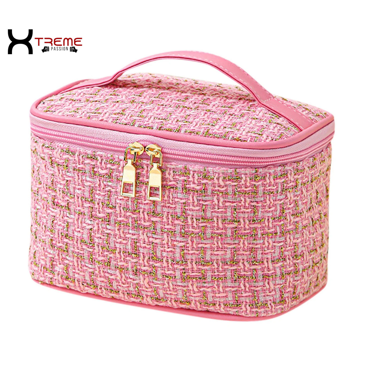 Stylish Black Makeup Bag - Large Capacity Travel Toiletries & Cosmetic Storage Tote with Brush Organizer