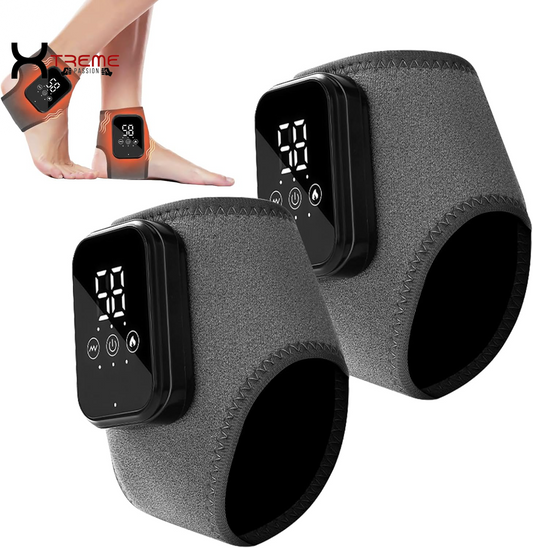 Indulge in Comfort: 2PCS Wireless Heated Foot Massagers with Smart Timer - 3-in-1 Vibrating Relief for Neuropathy, Ankle Relaxation & Enhanced Blood Circulation - Perfect for Home, Office & Travel (Gray)