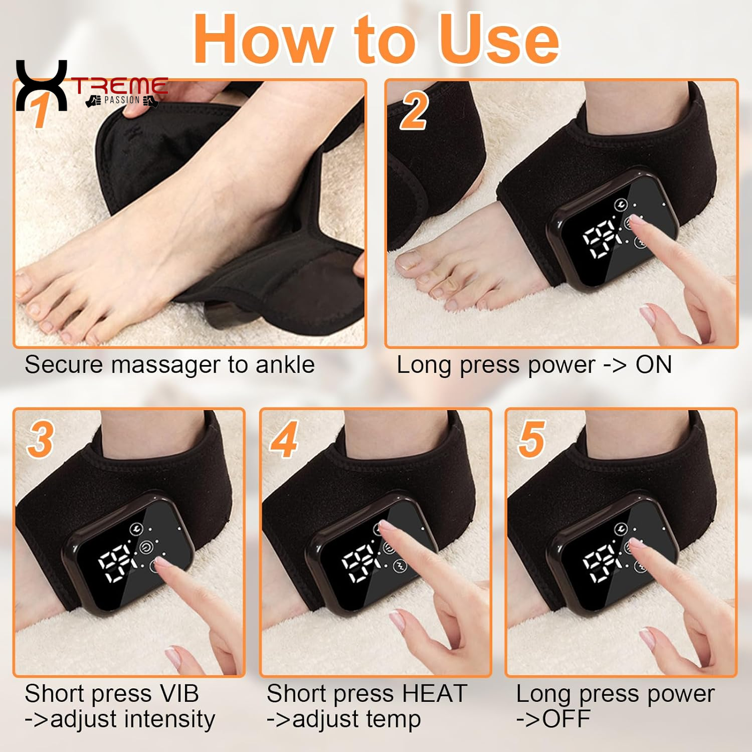 Indulge in Comfort: 2PCS Wireless Heated Foot Massagers with Smart Timer - 3-in-1 Vibrating Relief for Neuropathy, Ankle Relaxation & Enhanced Blood Circulation - Perfect for Home, Office & Travel (Gray)