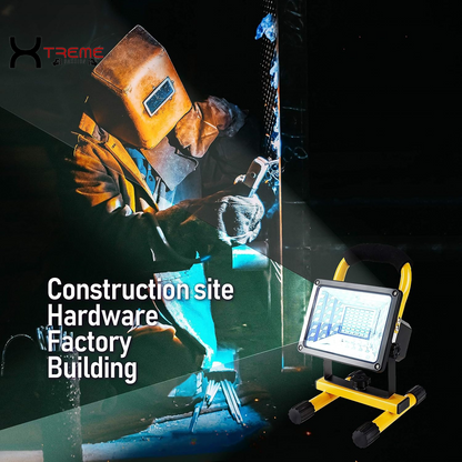 Experience Ultimate Illumination with the 30W Adjustable Brightness 36LED Portable Work Light - Waterproof Flood Light for Garage, Workshop, and Outdoor Adventures in Vibrant Yellow