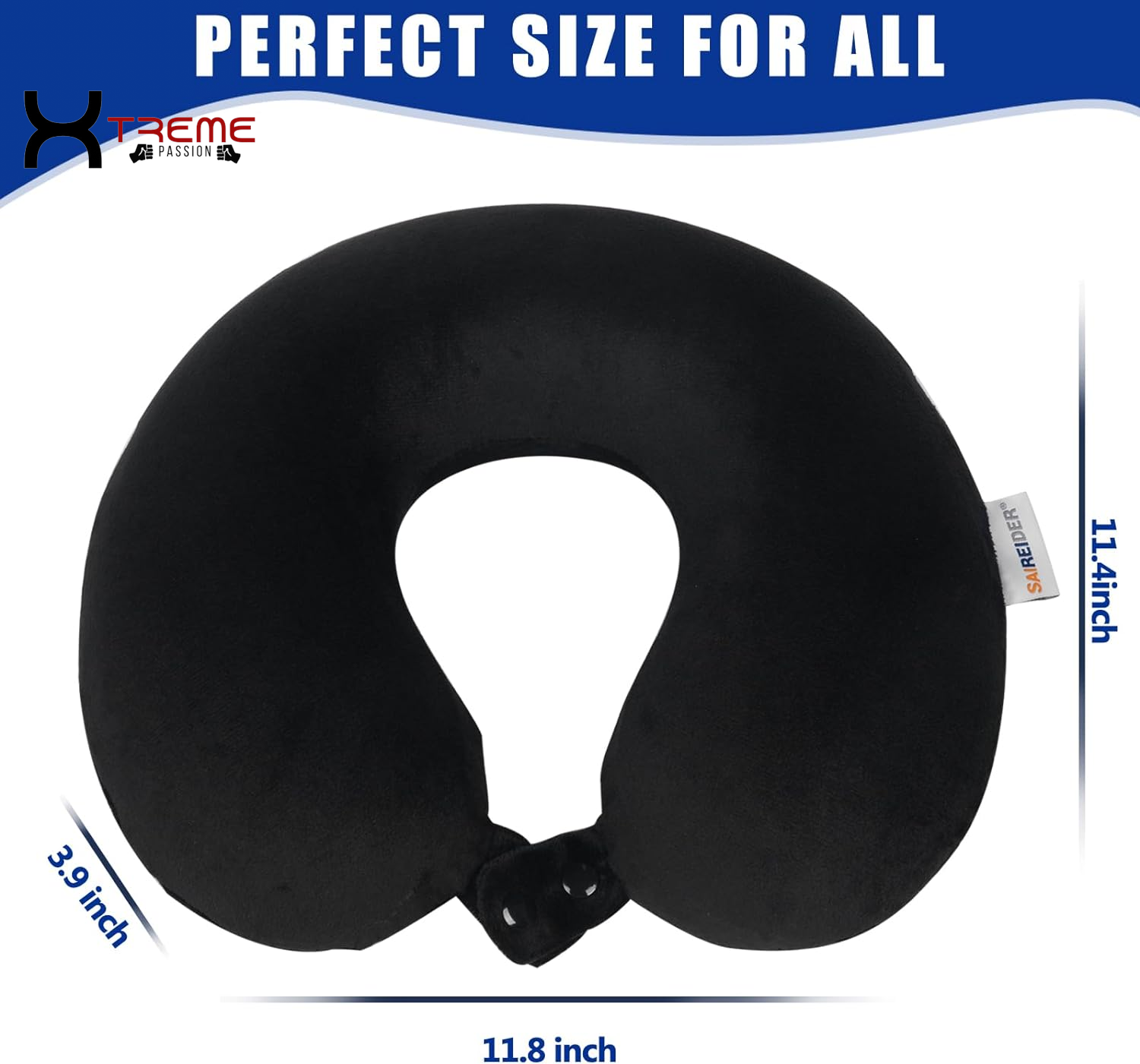 Experience Unmatched Comfort with Our 100% Pure Memory Foam Travel Neck Pillow - Perfect for Airplane, Car, Home & Office with Easy-to-Clean Washable Cover in Black