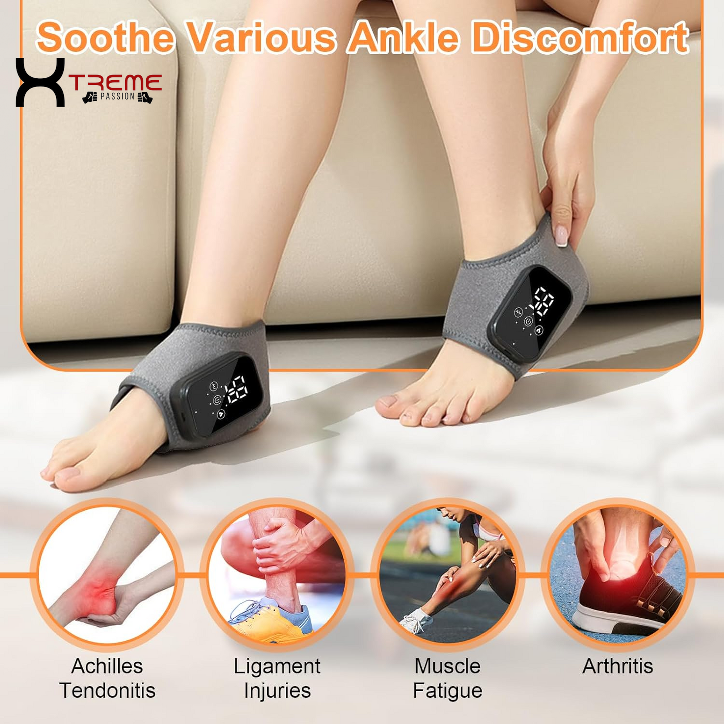 Indulge in Comfort: 2PCS Wireless Heated Foot Massagers with Smart Timer - 3-in-1 Vibrating Relief for Neuropathy, Ankle Relaxation & Enhanced Blood Circulation - Perfect for Home, Office & Travel (Gray)