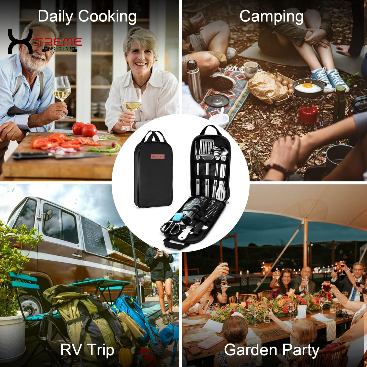 Ultimate 14-Piece Stainless Steel Camping Cooking Set - Your Complete Outdoor Kitchen Companion with Portable Storage Bag for Grilling, BBQ, and Adventure Cooking!