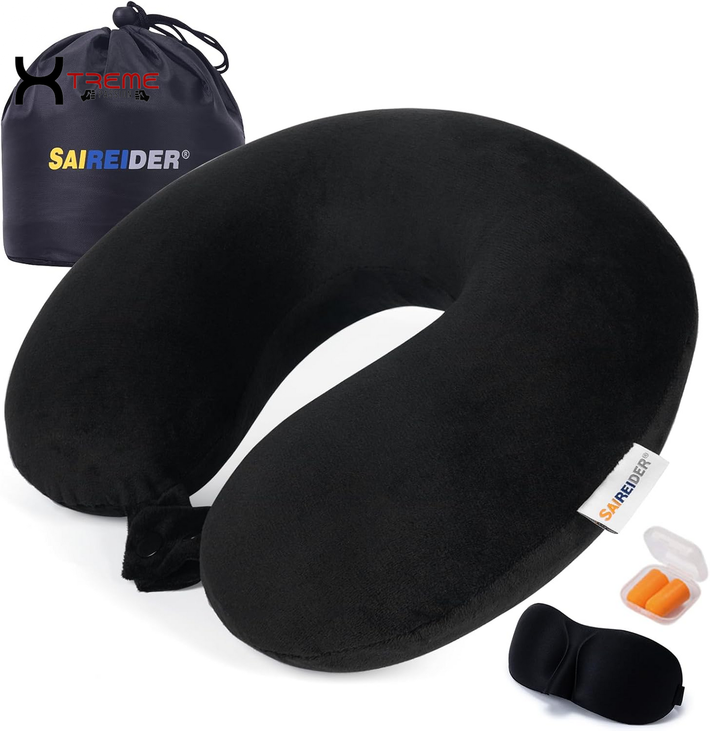 Experience Unmatched Comfort with Our 100% Pure Memory Foam Travel Neck Pillow - Perfect for Airplane, Car, Home & Office with Easy-to-Clean Washable Cover in Black