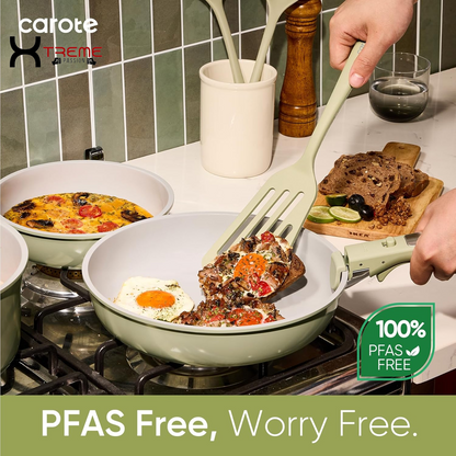 Elevate Your Culinary Skills with the 27-Piece Eco-Friendly Nonstick Ceramic Cookware Set in Stylish Green - Perfect for Home, RV, and Camping!