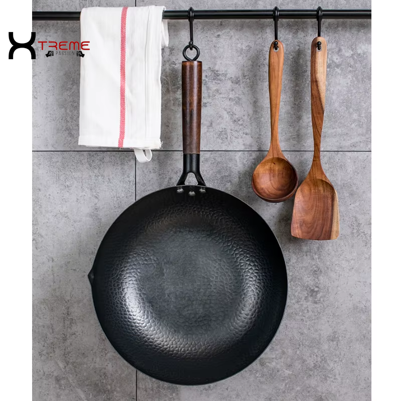 32cm Pure Iron Wok - Versatile Cast Iron Pan for Gas & Induction Cooking - Ideal Chinese Cookware