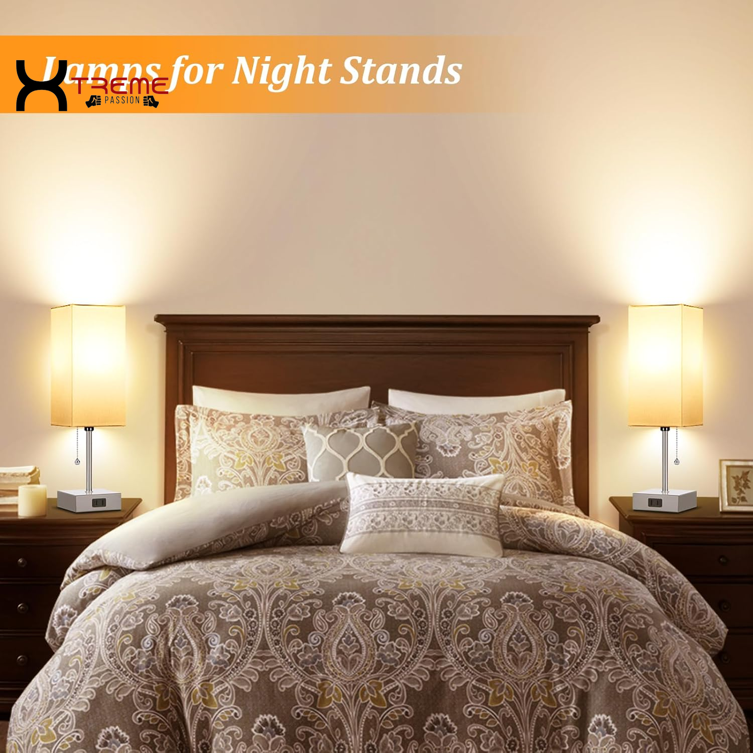 Elevate Your Space with the Modern Touch Control Bedside Lamp - 3-Way Dimmable, USB Ports & AC Outlet, Featuring a Chic White Fabric Shade