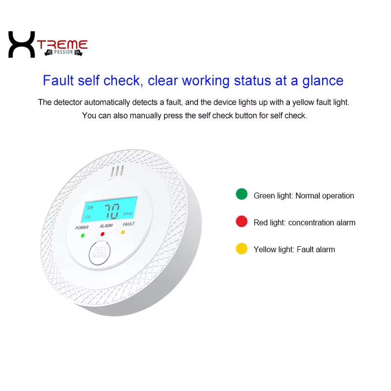 Battery-Powered Carbon Monoxide Detector with LCD Display - Reliable Smoke Alarm for Home, Office, Restaurant, and Hotel Safety