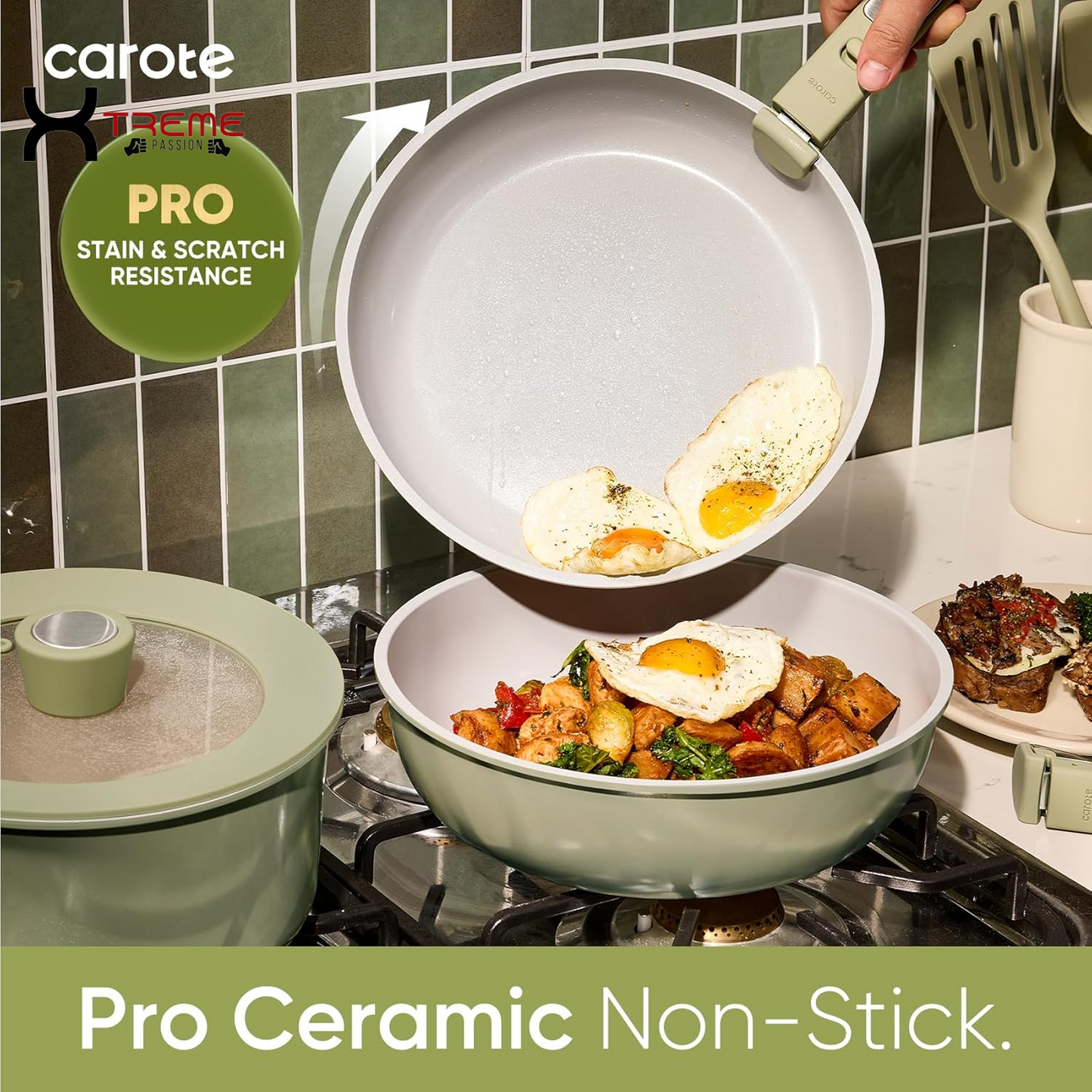 Elevate Your Culinary Skills with the 27-Piece Eco-Friendly Nonstick Ceramic Cookware Set in Stylish Green - Perfect for Home, RV, and Camping!