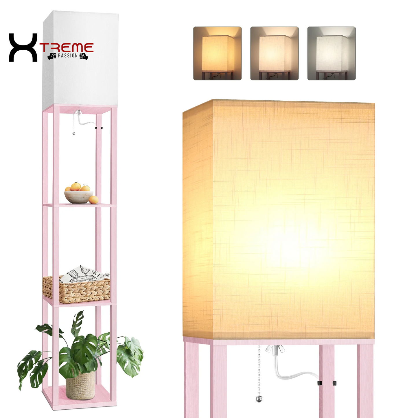 Elevate Your Space with the Modern 63" Black Wood Shelf Floor Lamp - Stylish Lighting & Practical Storage for Any Room