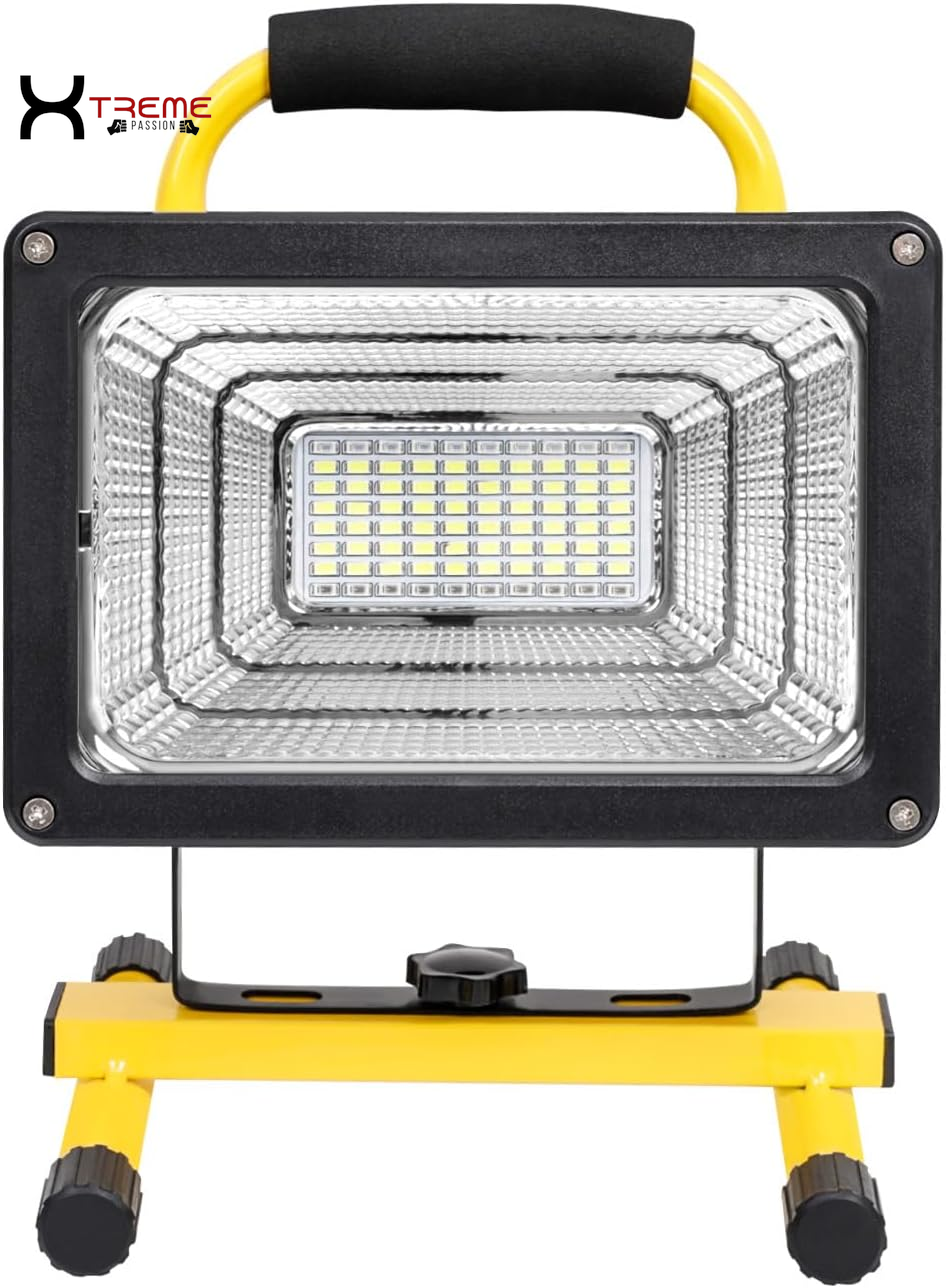 Experience Ultimate Illumination with the 30W Adjustable Brightness 36LED Portable Work Light - Waterproof Flood Light for Garage, Workshop, and Outdoor Adventures in Vibrant Yellow