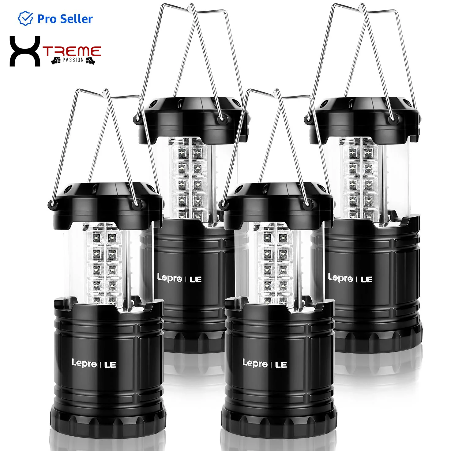 Illuminate Your Adventures with the Super Bright LED Collapsible Camping Lantern 4-Pack - Portable, Waterproof Emergency Lights for Every Outdoor Experience