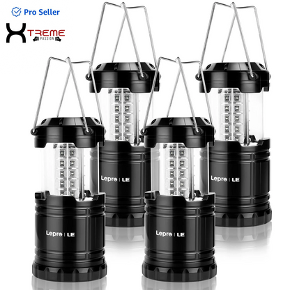 Illuminate Your Adventures with the Super Bright LED Collapsible Camping Lantern 4-Pack - Portable, Waterproof Emergency Lights for Every Outdoor Experience