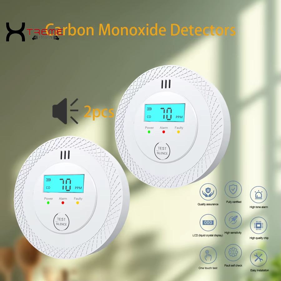 Battery-Powered Carbon Monoxide Detector with LCD Display - Reliable Smoke Alarm for Home, Office, Restaurant, and Hotel Safety