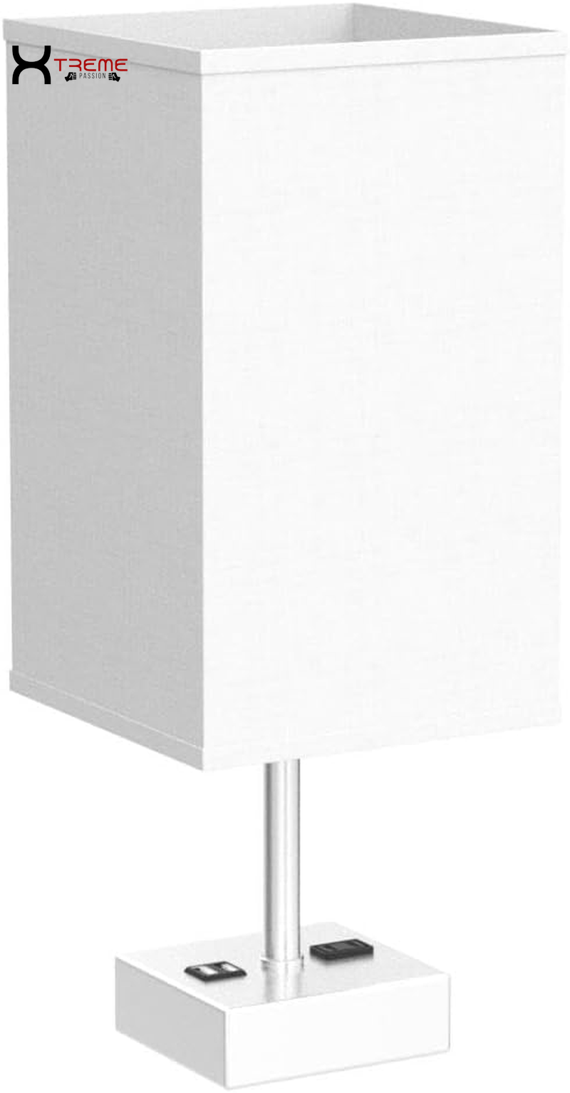 Elevate Your Space with the Modern Touch Control Bedside Lamp - 3-Way Dimmable, USB Ports & AC Outlet, Featuring a Chic White Fabric Shade