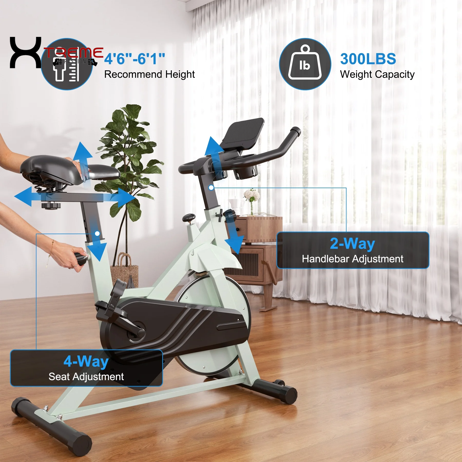 Transform Your Fitness Routine with the Revolutionary Indoor Exercise Bike - Adjustable Resistance, Supports 300 Lbs, Perfect for Home & Office Cardio Workouts!